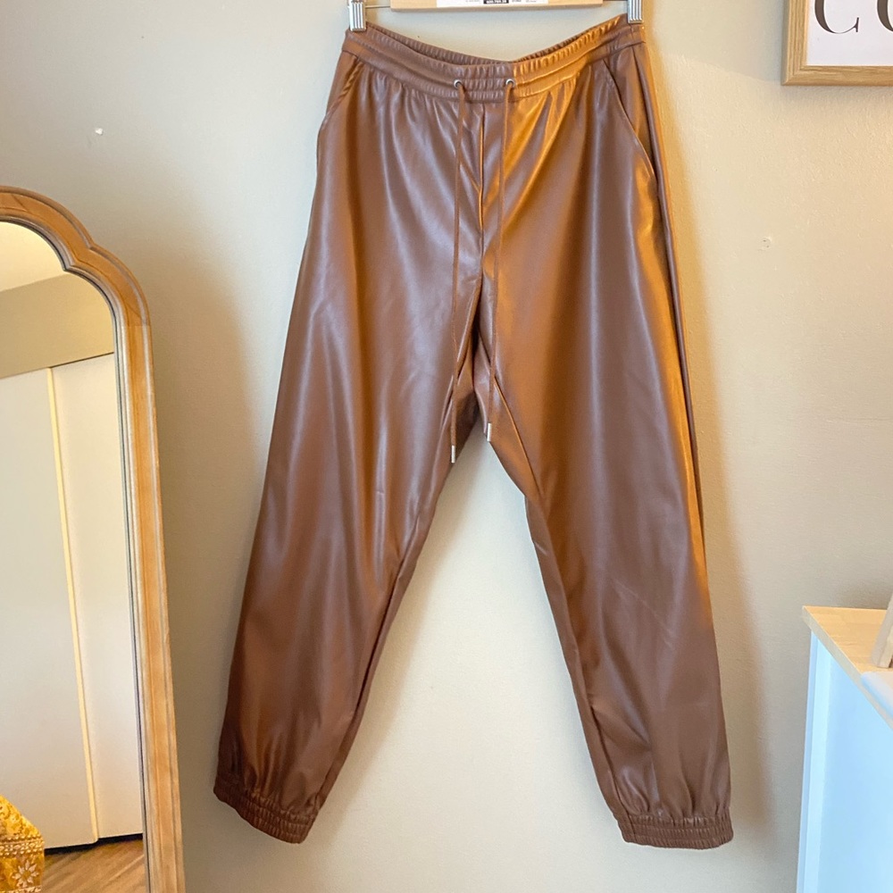Faux Leather Joggers